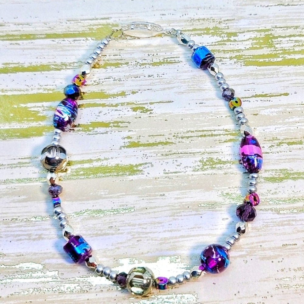 🆕️ Purple Glass Beaded Bracelet A1